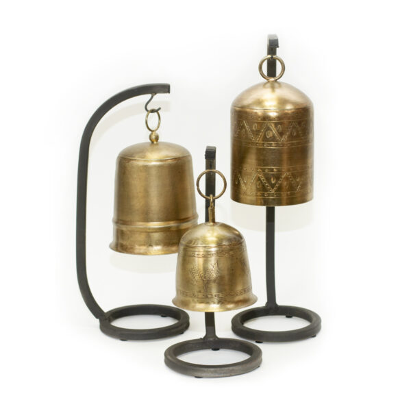 Antique Brass Bells on Stands