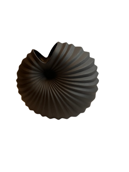 Round Black Ceramic Vase