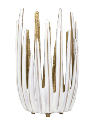 Spiked Gold and White Candleholder