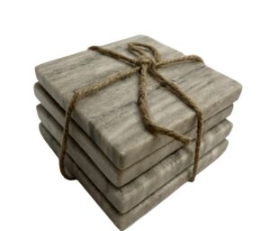 Square Brown Marble Coasters, Set of 4 3